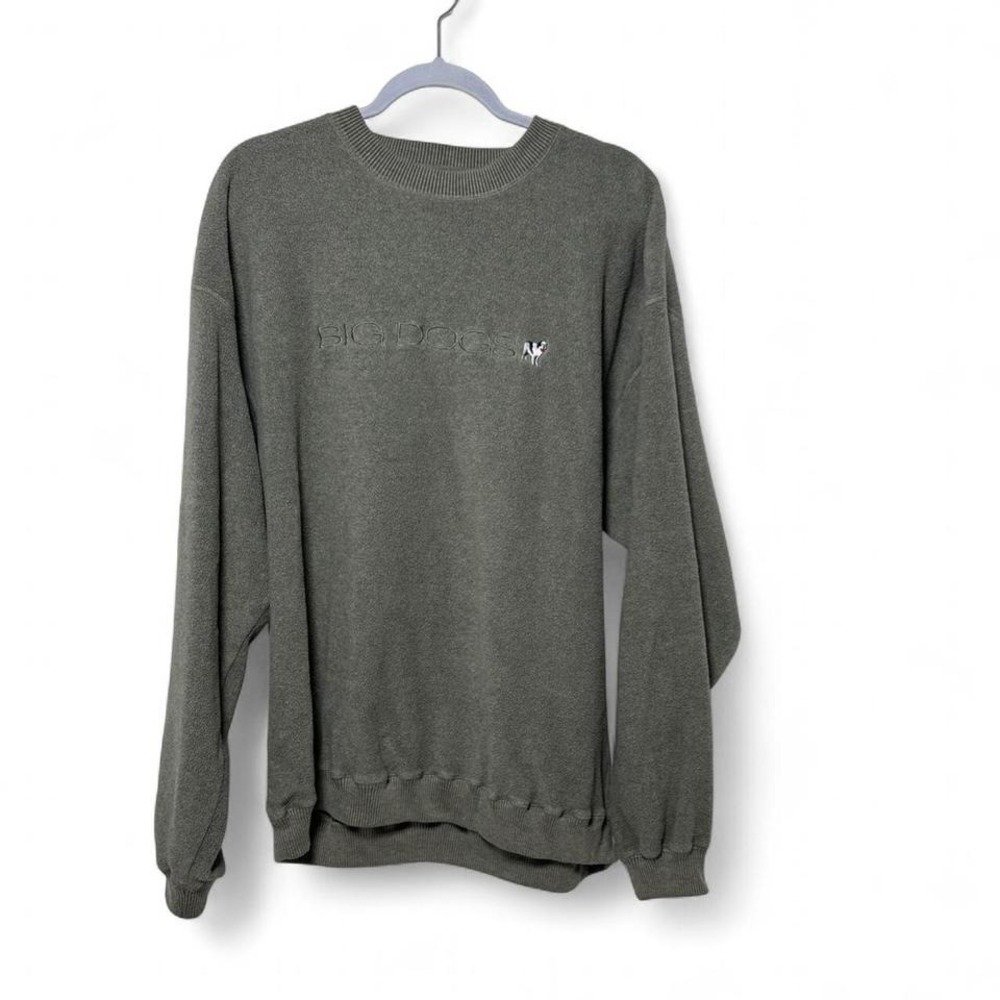 Big Dogs green fleece‎ crewneck sweatshirt Size XL #loungewear #winterwear